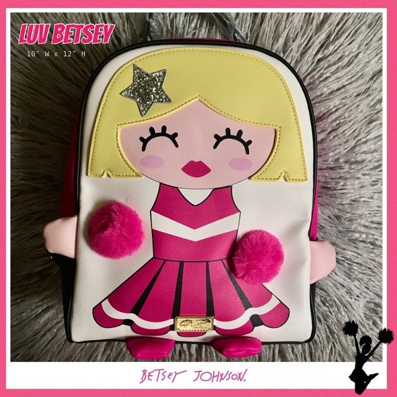 Luv Betsey Johnson Cheerleader Girl Pink Backpack - Picture 6 of 14